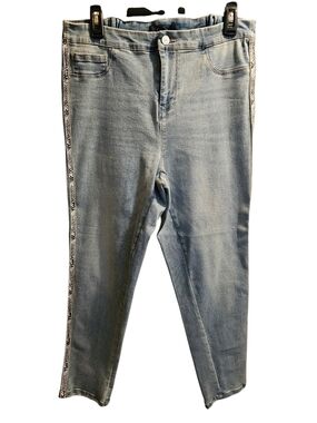 CENIA Light Wash Women’s Jeans with Side Snake Stripe, Sz 12